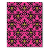 Vibrant Pink Damask Area Rug with Gold Accents