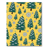Festive Snowy Christmas Trees Yellow Area Rug