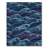 Wave Coastal Beach Blue Wave Coastal Area Rug