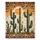 Multi-color and Patterns Southwestern Cactus Sunset Desert Rug