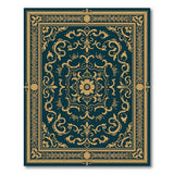 Ornate Teal Gold Floral Medallion Rug