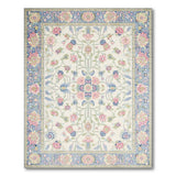 Beige Floral Vintage Area Rug with Pink Accents