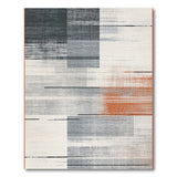Modern Grey Geometric Area Rug with Orange Accents