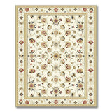 Ivory Persian Floral Area Rug with Gold Border