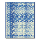 Blue and Teal Blue Maze Labyrinth Geometric Area Rug