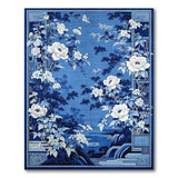 Blue White Peony Landscape Area Rug