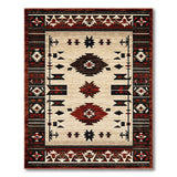 Southwestern Beige Area Rug with Red Geometric Motifs