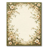 Vintage Green Floral Border Cream Area Rug