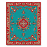 Vibrant Teal Persian Medallion Area Rug