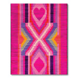 Vibrant Pink Heart Geometric Tribal Rug