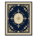Traditional Persian Navy Blue Gold Medallion Persian Area Rug