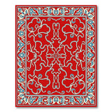 Elegant Red Persian Area Rug with Blue Floral Motifs