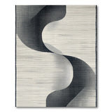 Modern Black White Abstract Wave Rug