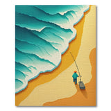 Teal Waves Coastal Fisherman Beach Rug