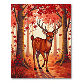 Autumn Red Deer Forest Area Rug