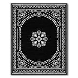 Black and White Traditional Persian Black White Persian Medallion Area Rug