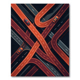 Orange Highway Interchange Geometric Area Rug