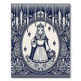 Ice Queen Portrait Navy Blue Area Rug