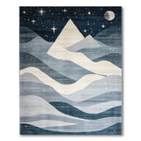 Starry Night Mountains Abstract Area Rug