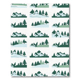 Snowy Cabin Pine Forest Silhouette Area Rug