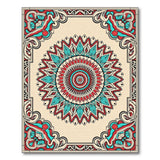 Red Teal Mandala Persian Area Rug with Ornate Border
