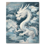 ODIKA Washable Oriental Blue Dragon Area Rug - Low Pile Non-Slip Aesthetic Art Carpet
