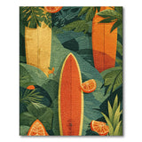 Surfboards with Orange Slices Tropical Leaves Rug