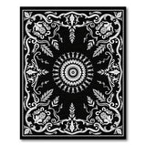 Floral Vintage Ornate Black White Mandala Area Rug