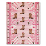 Pink Pink Cowboy Boots Southwestern Area Rug