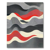 Wavy Stripe Abstract Area Rug in Grey Red