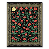 Moonlit Red Poppy Mushroom Floral Rug