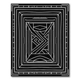 Striking Black White Geometric Frame Area Rug