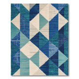 Blue Teal Geometric Triangle Area Rug