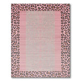 Pink Leopard Border Vintage Damask Area Rug