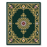 Ornate Emerald Green Persian Area Rug with Gold Borders