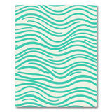 Blue and Teal Teal Wavy Lines Coastal Area Rug