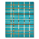 Modern Teal Plaid Geometric Area Rug