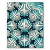 Teal Scallop Seashell Coastal Area Rug