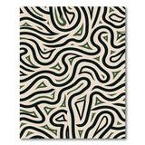 Abstract Wavy Lines Area Rug in Black, Green Beige