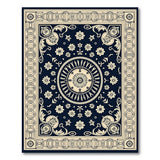Navy Floral Medallion Persian Rug