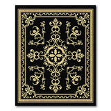 Black Gold Ornate Floral Area Rug