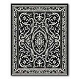 Ornate Black White Persian Medallion No. 9 Rug