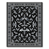Gothic Bat Swarm Black White Area Rug