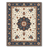 Blue and Teal Blue Floral Medallion Persian Area Rug