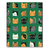 Playful Cartoon Cat Faces Green Area Rug