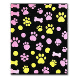 Playful Pink Yellow Dog Paws Bones Area Rug