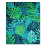 Lush Monstera Palm Leaf Navy Area Rug