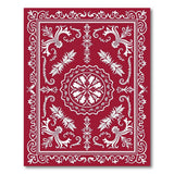 Ornate Red Persian Area Rug with White Floral Medallion