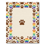 Rainbow Paw Print Beige Area Rug