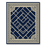 Navy Blue Ornate Geometric Trellis Rug
